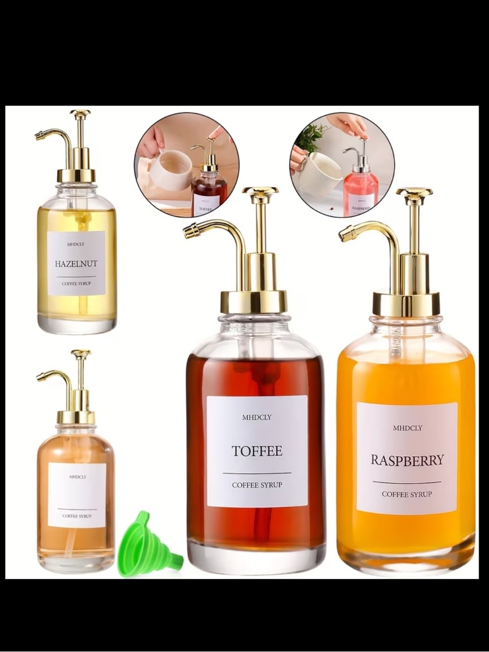 Gold Pump Glass Dispenser - 4 NWT